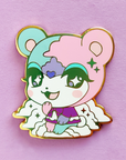 Purple variant of the Dreamy Bear hard enamel pin featurnig ACNH Judy