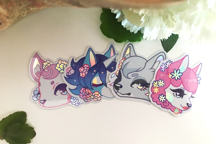 Floral Crossing holo vinyl sticker collection (Diana, Julian, Whitney, Reese)