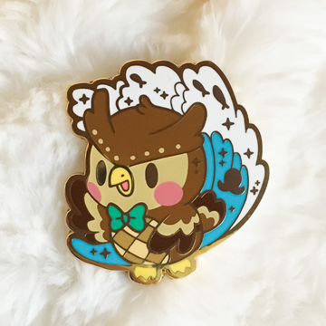 Cute owl hard enamel pin (Ocean Critters) with an aquatic theme (feat. ACNH Blathers)